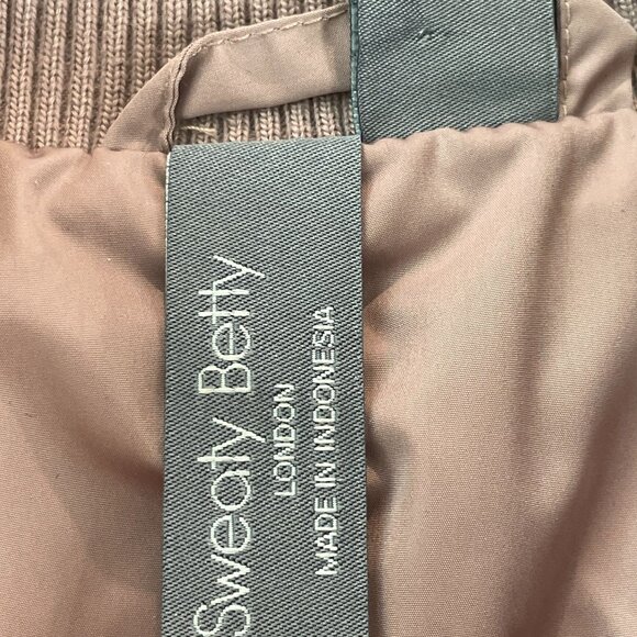 Sweaty Betty Womens 4 Dusty Pink Insulated Puffer Bomber Jacket Ribbed Collar - Picture 6 of 15